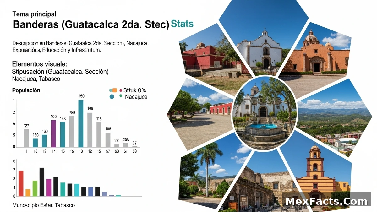 Statistical data visualization for Banderas (Guatacalca 2da. Sección), Nacajuca, Tabasco, showing population and economic indicators.