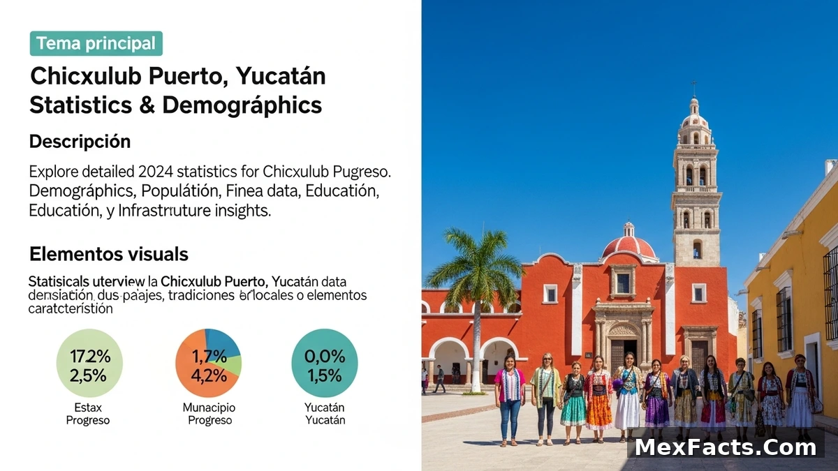 Statistical overview of Chicxulub Puerto, Yucatán, highlighting population density and key demographic indicators.