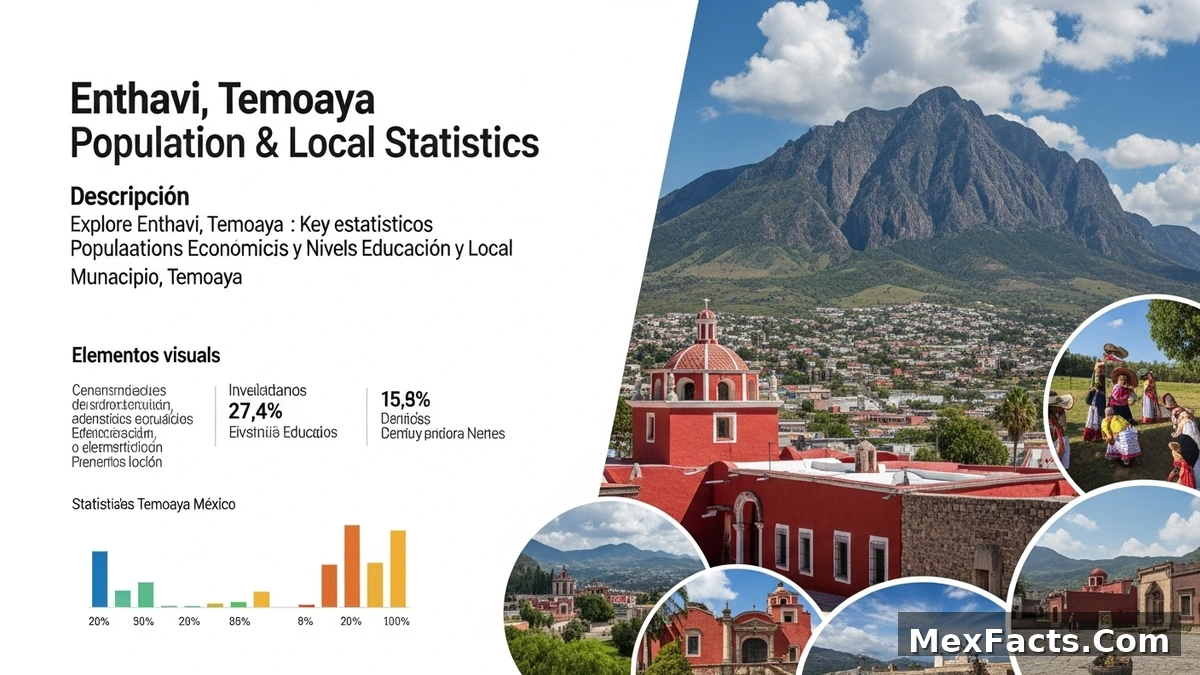 Statistical data visualization for Enthavi, Temoaya, México, highlighting demographic trends.